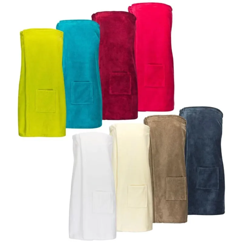 Floringo Luxus Saunakilt Damen Twin-Star Klettverschluss Sauna-Kilt aufgesetzte Tasche