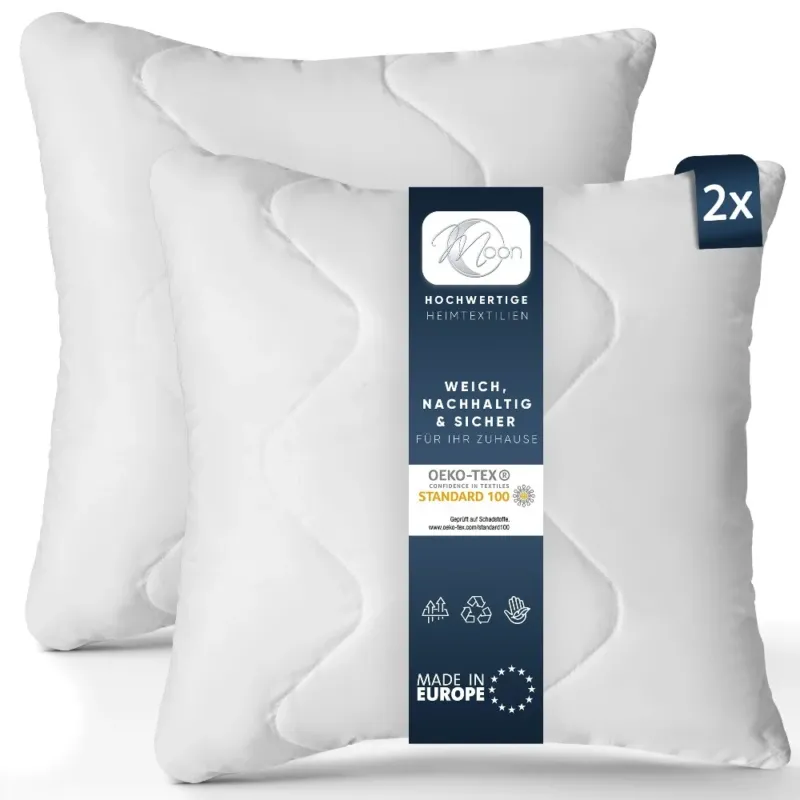 MOON Feeling 2er Pack Füllkissen versteppt Innenkissen Sofakissen extra fest mit Reißverschluss 95° waschbar