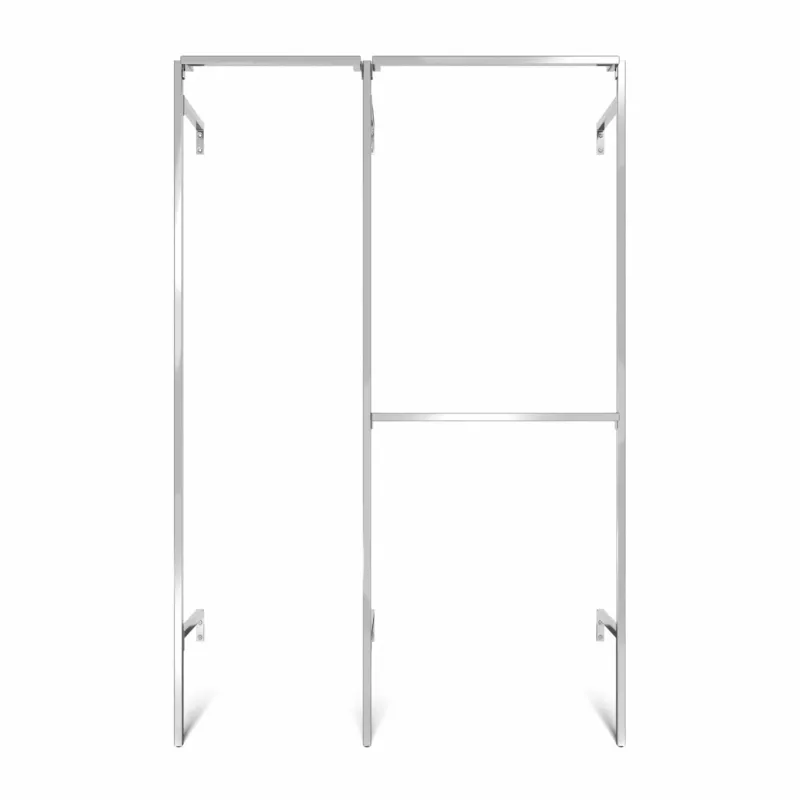 Frame Chrome Walk-In Garderobensystem in 2 Reihen - (1 rail / 2 rails) flexibler Kleiderständer in Chrom