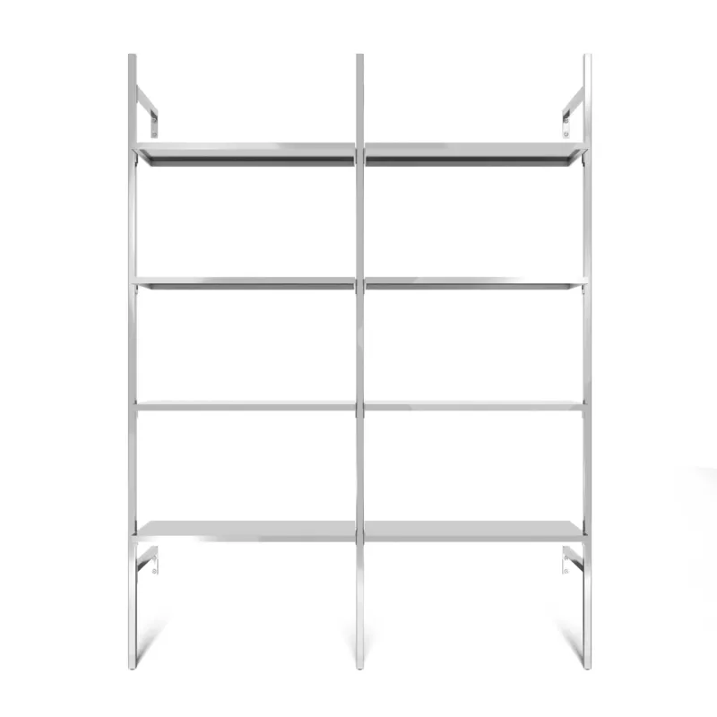 Frame Chrome Walk-In Garderobensystem in 2 Reihen - (4 Regale / 4 Regale) flexibles Aufbewahrungssystem in Chrom
