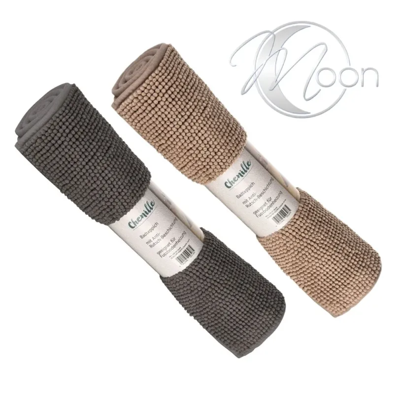 MOON - Badvorleger rutschfest aus 100% Polyester 50x70 60x100 70x120 Badematte Chenille - ca. 1600 g/m²