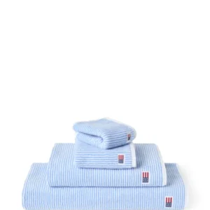 LEXINGTON Original Handtuch weiß / blau gestreift