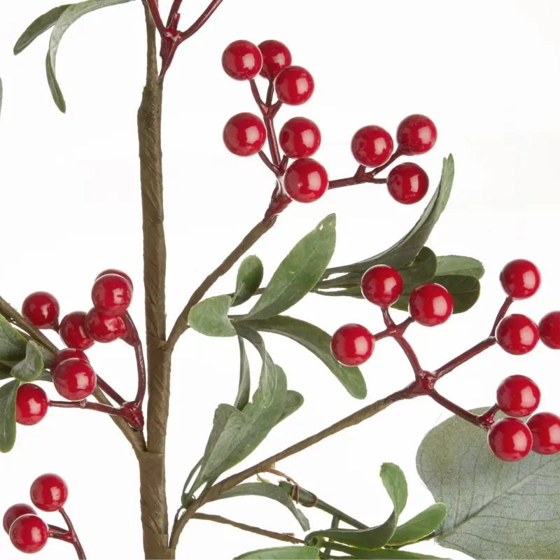 FLORISTA Kunstzweig Beeren & Eukalyptus - Kunststoff - Rot/Grün