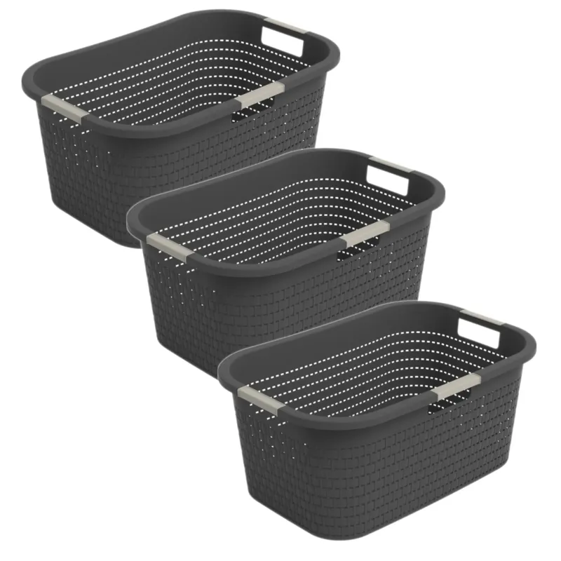 3er Set Country Wäschekorb 40l 3tlg.
