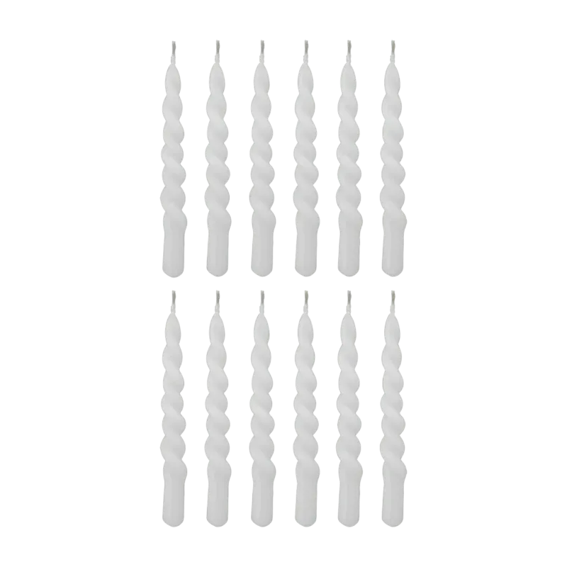12 bougies blanches en paraffine Twist - Bloomingville - The Cool Republic