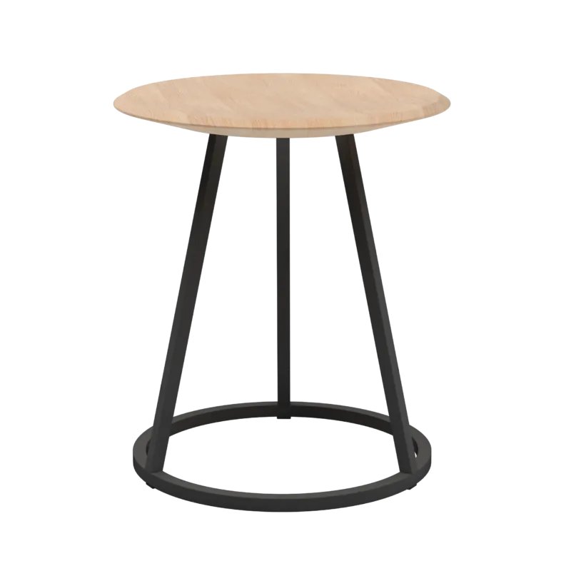 Tabouret rond en frêne naturel et métal gris ardoise mat 45 cm Gustave - Hartô