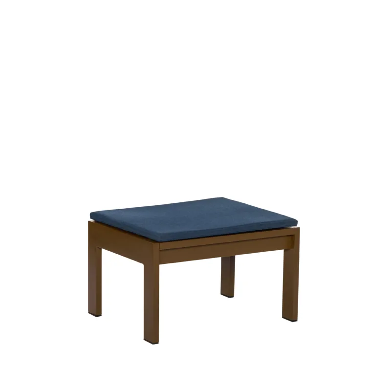 Tabouret de jardin en acier marron et coussins bleu foncé 65x52x42cm Haus - Hübsch