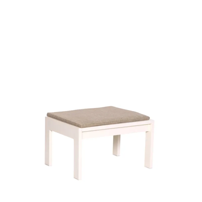 Tabouret de jardin en acier beige et coussins beige sable 65x52x42cm Haus - Hübsch