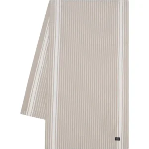 LEXINGTON Gestreifter Oxford-Tischläufer, weiß/beige