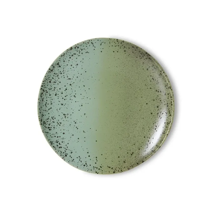 2 Assiettes à diner rondes en grès vert 27,5cm Vaisselle 70s - HKLiving - The Cool Republic