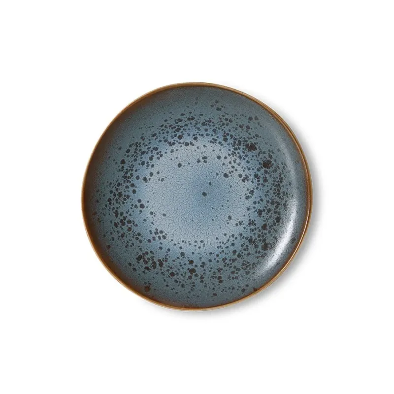 2 Assiettes à entrée rondes en grès bleu 22cm Vaisselle 70s - HKLiving - The Cool Republic