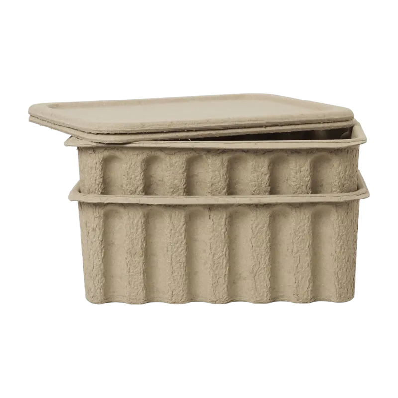 2 Boites de rangement M avec couvercle Paper Pulp - Ferm Living - The Cool Republic
