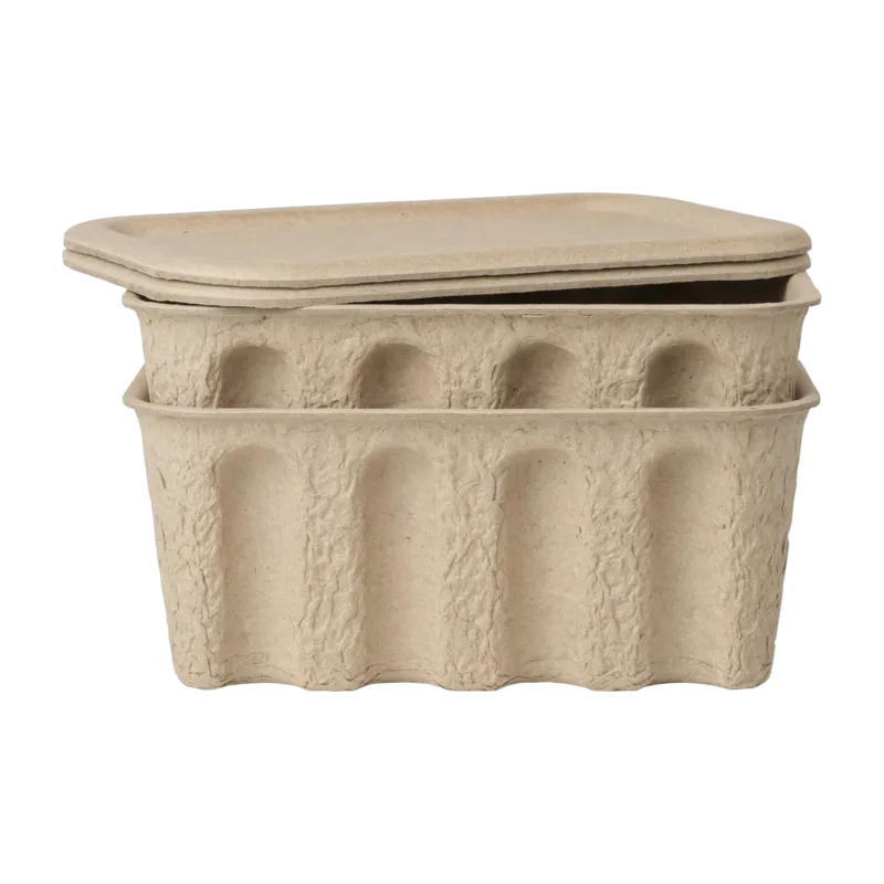 2 Boites de rangement S avec couvercle Paper Pulp - Ferm Living - The Cool Republic