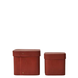 2 Boîtes en fines feuilles de contreplaqué rouge oxydé Vekla - Ferm Living - The Cool Republic