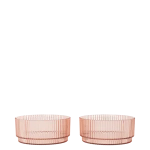 2 Bols en plastique transparent rose 10,5 x 4,5 cm Ripple - Ferm Living - The Cool Republic