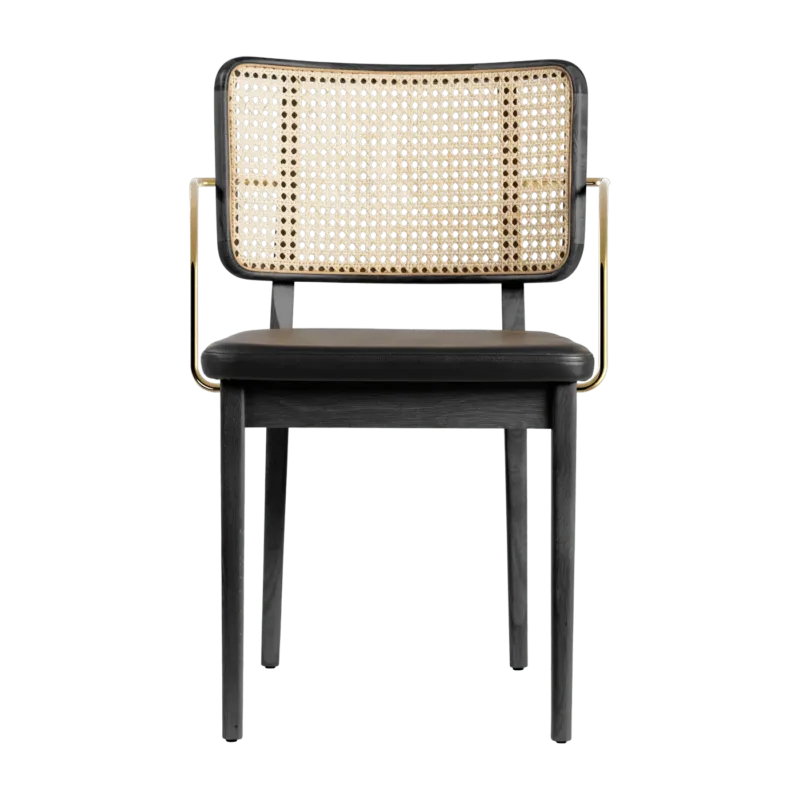 2 Chaises avec accoudoirs en chêne teinté noir et cuir noir Cannage - RED Edition - The Cool Republic