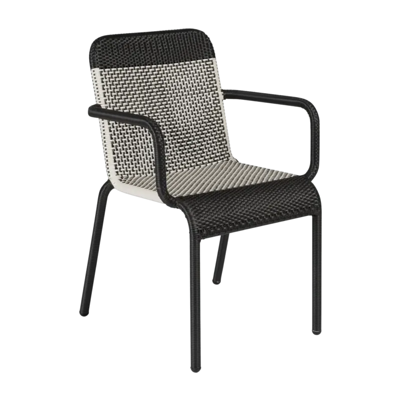 2 Chaises de jardin avec accoudoirs noire et blanche Tobago - KOK - The Cool Republic