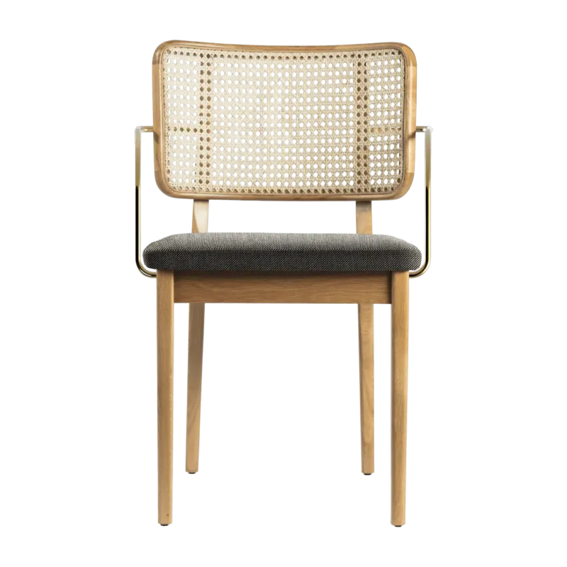 2 Chaises grises avec accoudoirs en chêne naturel Cannage - RED Edition - The Cool Republic