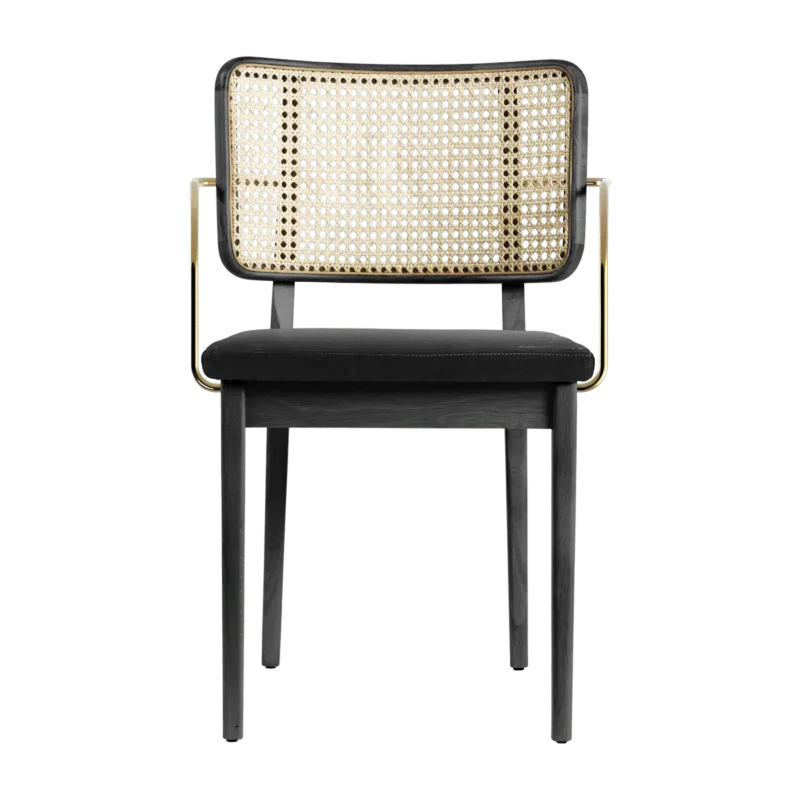 2 Chaises noires avec accoudoirs en chêne teinté Cannage - RED Edition - The Cool Republic