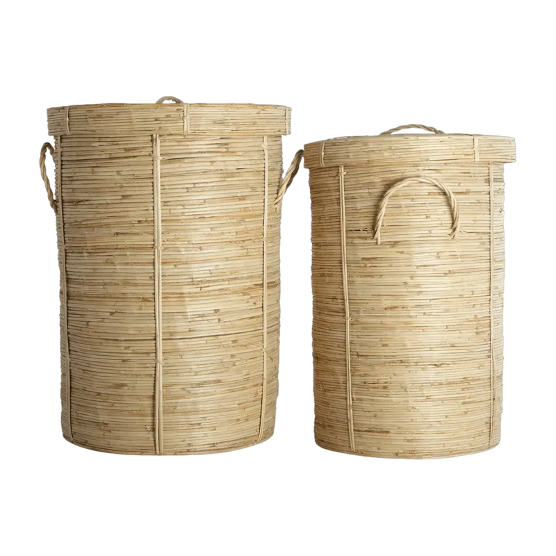 2 Paniers à linge en rotin et bambou Chaka- House Doctor - The Cool Republic