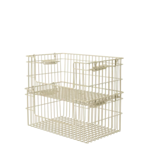 2 Paniers avec ouverture en acier beige 28,7 x 18 x 13 cm Cala - Ferm Living - The Cool Republic