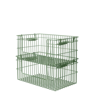 2 Paniers avec ouverture en acier vert 28,7 x 18 x 13 cm Cala - Ferm Living - The Cool Republic