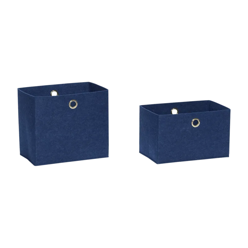 2 Paniers en feutre bleu carré - Hübsch - The Cool Republic