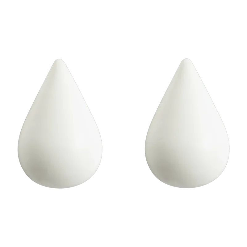 2 Patères en bois blanches L Dropit blanc - Normann Copenhagen - The Cool Republic