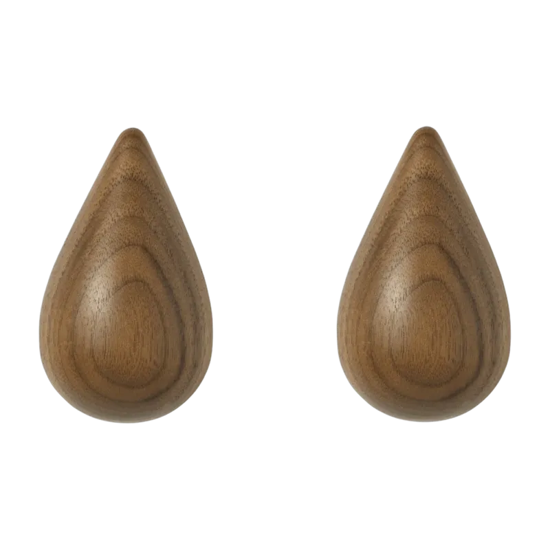 2 Patères en noyer naturel S Dropit Walnut - Normann Copenhagen - The Cool Republic
