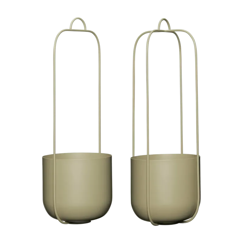 2 Pots à fleurs en suspension kaki Lotus - Hübsch - The Cool Republic