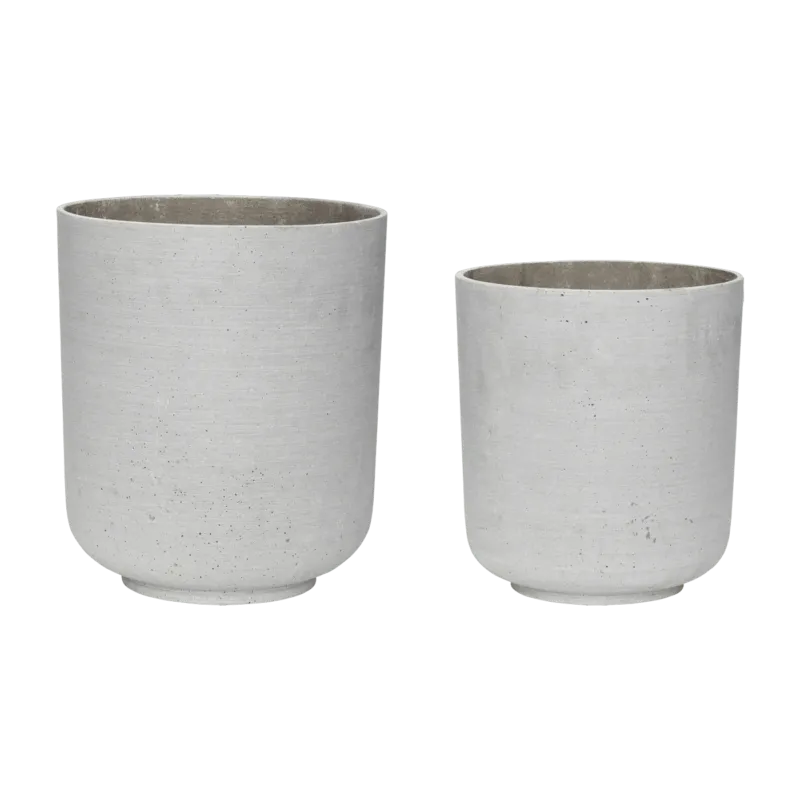 2 pots gris en pierre arrondis - Hübsch - The Cool Republic
