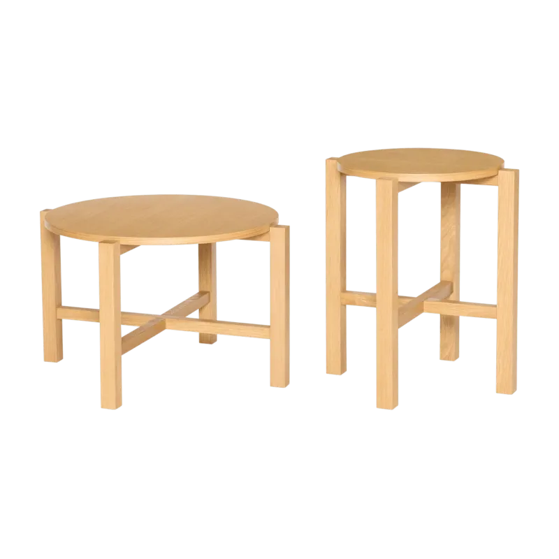 2 Tables basses rondes en bois de chêne naturel Four - Hübsch - The Cool Republic
