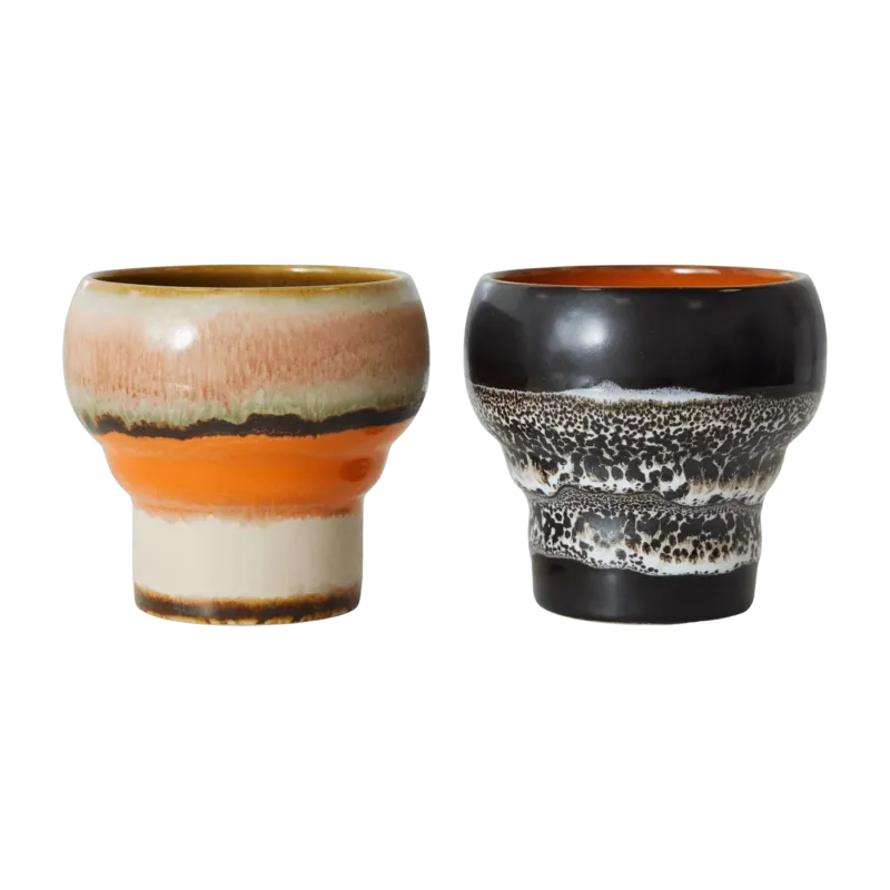 2 Tasses à café lungo en céramique Basalte Vaisselle 70's - HKliving - The Cool Republic
