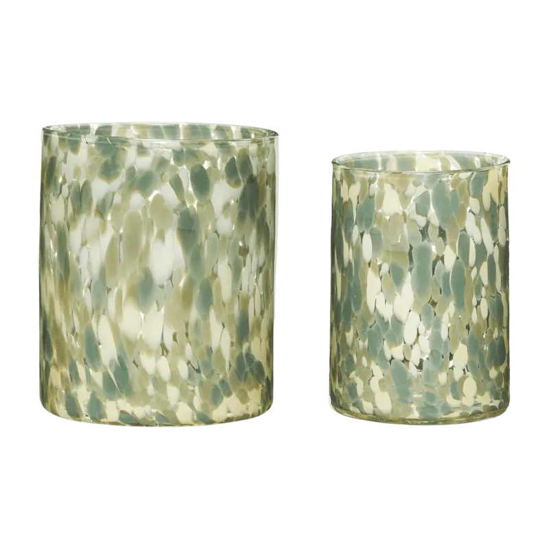 2 vases en verre vert Luce - Hübsch - The Cool Republic