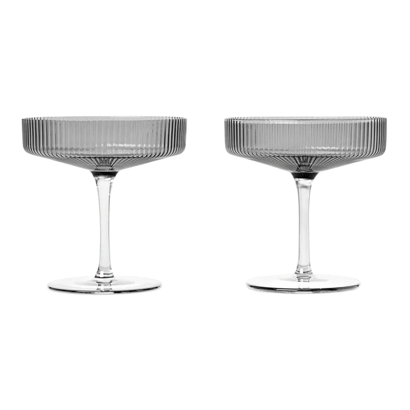 2 Verres à champagne gris Ripple - Ferm Living - The Cool Republic