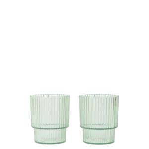 2 Verres à eau en plastique transparent vert 6,6 x 7,7 cm Ripple - Ferm Living - The Cool Republic