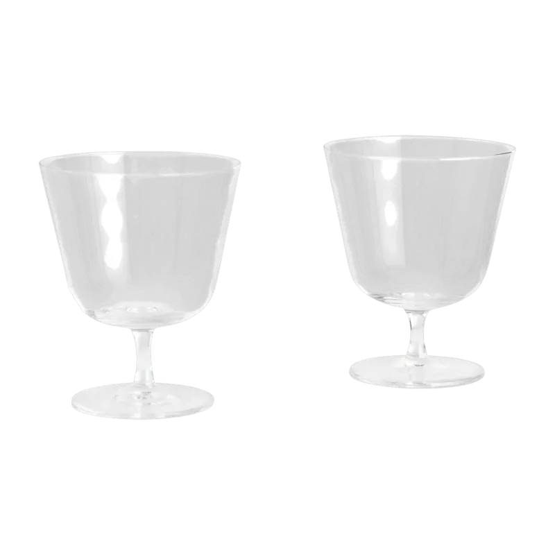 2 Verres à pied courbé transparent - HAY - The Cool Republic