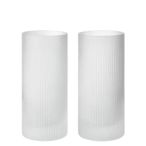 2 Verres hauts en verre soufflé recyclé blanc givré 7 x 16 cm Ripple - Ferm Living - The Cool Republic