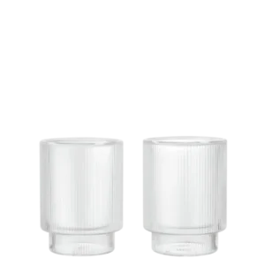 2 Verres isotherme double paroi en verre soufflé recyclé transparent Ripple - Ferm Living - The Cool Republic