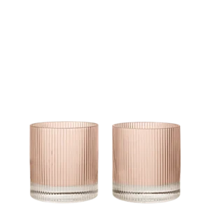 2 Verres tumbler en verre soufflé recyclé transparent rose 8,5 x 9 cm Ripple - Ferm Living - The Cool Republic