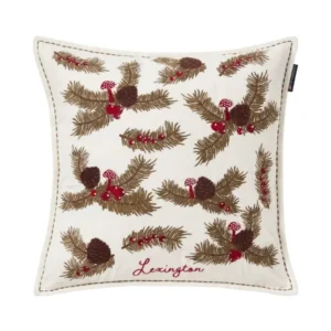 Lexington Pine Twigs Organic Cotton Velvet Kissenhülle