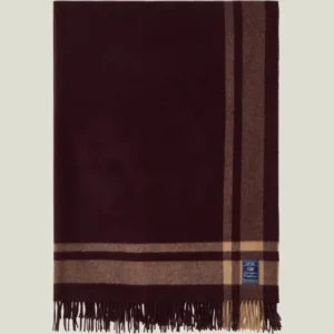 LEXINGTON Plaid aus recycelter Wolle mit Rahmenstreifen, fig/fudge