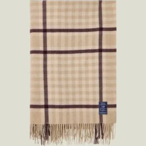 LEXINGTON Kariertes Plaid aus recycelter Wolle, beige/fig