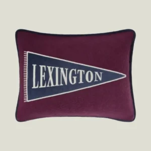 LEXINGTON Kissen aus Wollmischung mit Flaggenlogo-Patch 40 x 30, feige/dunkelblau/hellbeige