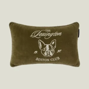 LEXINGTON Boston Club Kissen aus Bio-Baumwollsamt 50 x 30, oliv/hellbeige