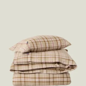 LEXINGTON Kariertes Bettwäsche-Set aus Baumwollflanell, fudge/beige/fig