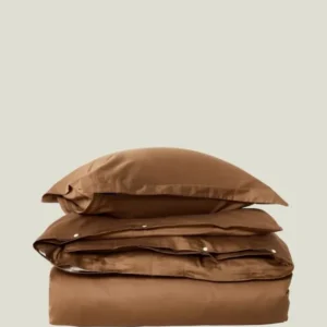LEXINGTON Unifarbenes Bettwäsche-Set aus Baumwollsatin, fudge