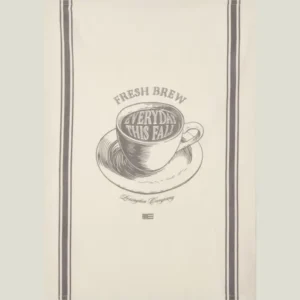 LEXINGTON Fresh brew bedrucktes Küchenhandtuch aus Bio-Baumwolle, weiß/dunkelgrau