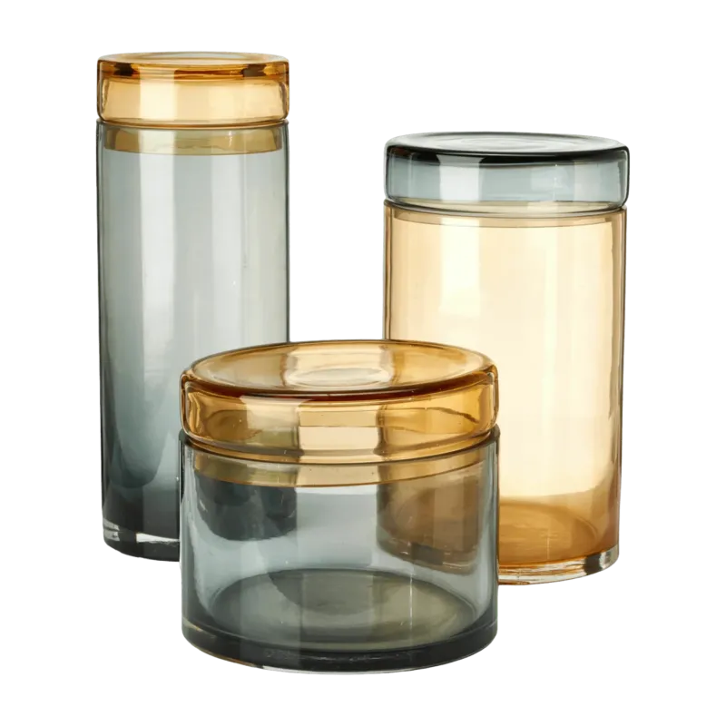 3 Bocaux en verre gris et beige Chic - Pols Potten - The Cool Republic