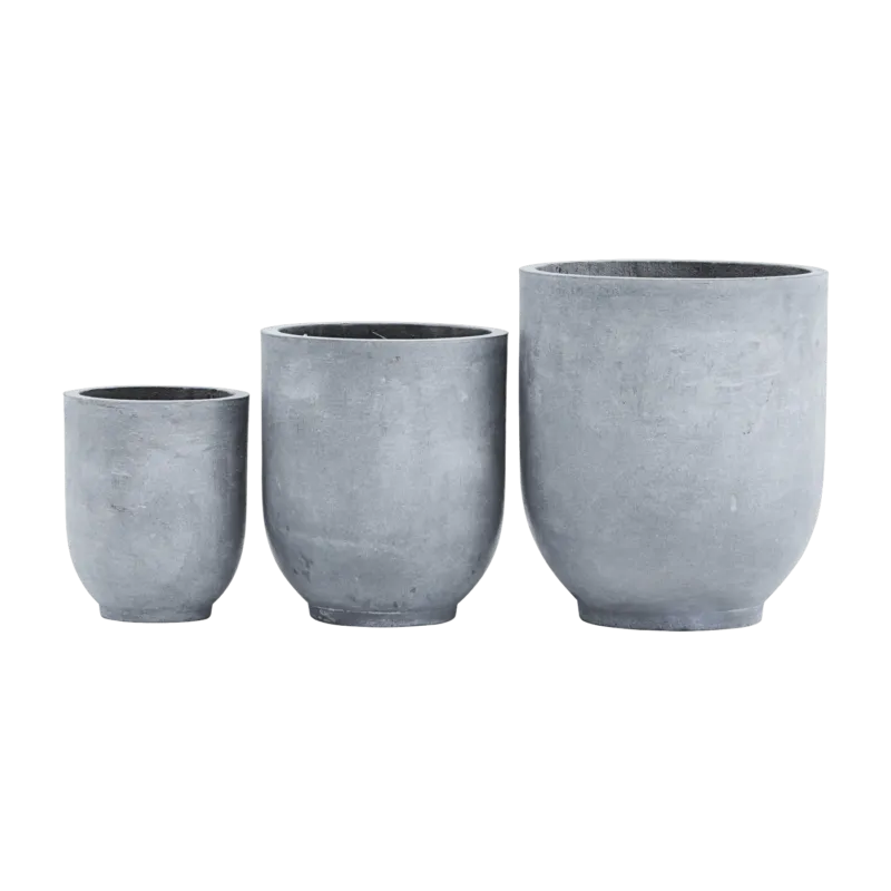 3 Cache-pots arrondis en béton gris - House Doctor - The Cool Republic